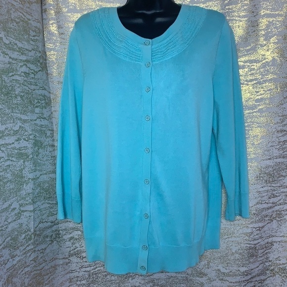 Talbots Blue Knitted Cardigan/Sweater Size L - Picture 2 of 10